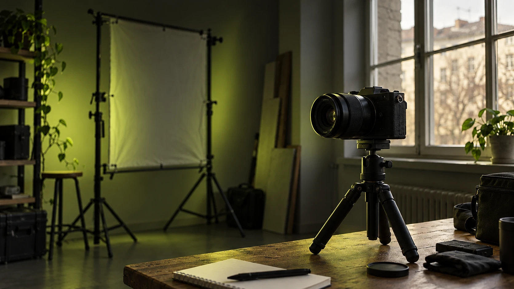 Visual di supporto: camera e diffusore sul set